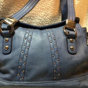 B Makowsky hand bag blue leather